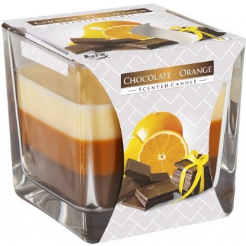 Свеча ароматизированная трехцветная шоколад апельсин Bispol 8 см (snk80-340)