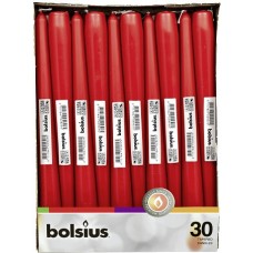 Свеча красная коническая Bolsius 24.5 см 30 шт (8717847047571)
