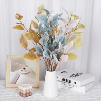 Искусственные листья эвкалипта цвет осенний красный 48 см