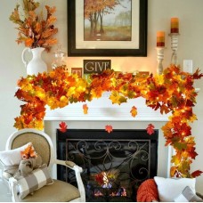 Искусственный осенний кленовый лист c led подсветкой на мини батарейках 2м