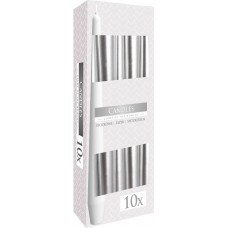 Свеча коническая серебристая Bispol 24,5 см 10 шт (s30-271)