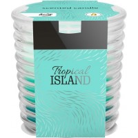 Аромасвеча трехцветная в фактурном стекле Bispol топический остров 8 см (snw80-274)