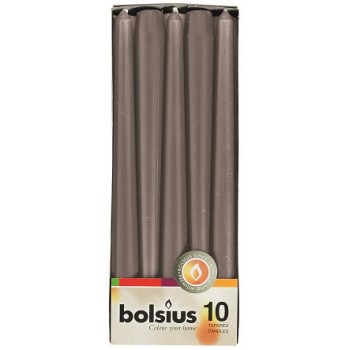 Свеча коническая серая Bolsius 24,5 см 10 шт (s30-070Б)