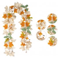 Искусственный осенний кленовый лист + белая тыква + мимоза 1.75 м