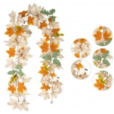 Искусственный осенний кленовый лист + белая тыква + мимоза 1.75 м