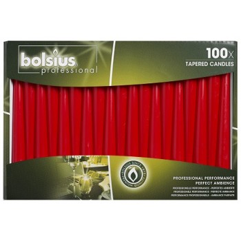 Свеча красная коническая Bolsius Professional 24.5 см 100 шт (s30-100-030Б)