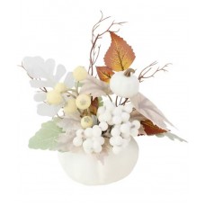 Осенний букетик с искусственными кленовыми листьями, тыквой 13 см