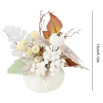 Осенний букетик с искусственными кленовыми листьями, тыквой 13 см