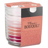 Аромасвеча трехцветная в фактурном стекле Bispol цветы 8 см (snw80-334)