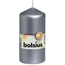 Свічка циліндр 12 см срібляста (60/120-271Б)