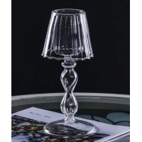 Лампа подсвечник стеклянная для чайной свечи прозрачная 19 см