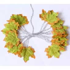 Светодиодная гирлянда зелёный кленовый лист на батарейках 2 м 10 led