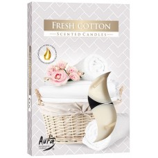 Свеча чайная ароматизированная свежий хлопок Bispol 1.5 см 6 шт (p15-338)