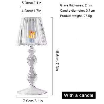 Лампа подсвечник стеклянная для чайной свечи прозрачная 19 см
