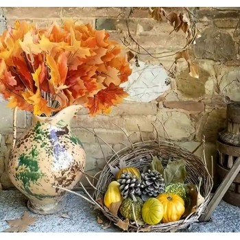 Ветка искусственный осенний кленовый лист 33 см.