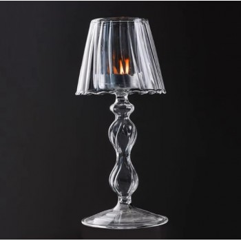 Лампа подсвечник стеклянная для чайной свечи прозрачная 19 см