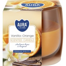 Свеча ароматическая в стекле Bispol Ваниль-апельсин 7 см (sn71-37)