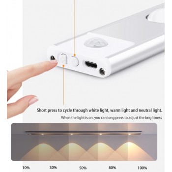 Світлодіодний led світильник з акумулятором і датчиком руху на магнітах чорний 40 см