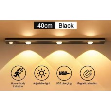 Світлодіодний led світильник з акумулятором і датчиком руху на магнітах чорний 40 см