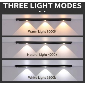 Світлодіодний led світильник з акумулятором і датчиком руху на магнітах чорний 40 см