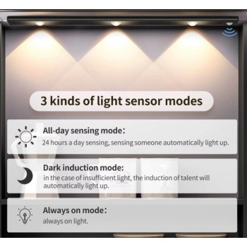 Світлодіодний led світильник з акумулятором і датчиком руху на магнітах чорний 40 см