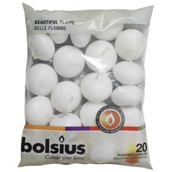 Плавающие свечи Bolsius белые 20 шт (пл20-090)