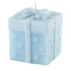 Свеча подарок 8 см голубая