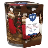 Свеча ароматизированная в стекле Рождественский подарок 7,8 см sn72s-07