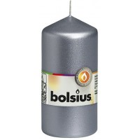 Свеча цилиндр Bolsius 12 см серебристая (60/120-271Б)
