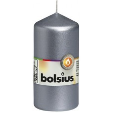 Свеча цилиндр Bolsius 12 см серебристая (60/120-271Б)