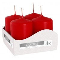 Свеча цилиндр красная Bispol 4х6 см 4 шт (sw40/60-030)