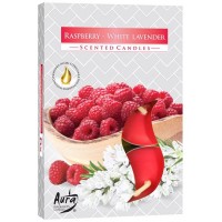 Свеча чайная ароматизированная малина-белая лаванда Bispol 1.5 см 6 шт (p15-352)