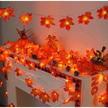 Светодиодная гирлянда кленовый лист на батарейках 1,5 м 10 led