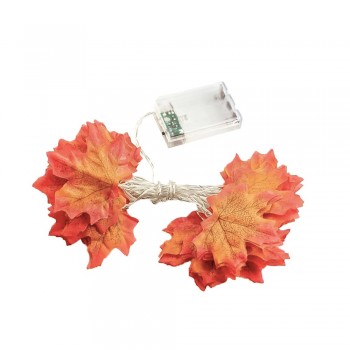 Светодиодная гирлянда кленовый лист на батарейках 6 м 40 led