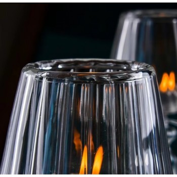 Лампа подсвечник стеклянная для чайной свечи жёлтая 19 см