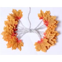 Светодиодная гирлянда желтый кленовый лист на батарейках 6 м 40 led