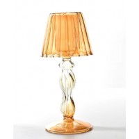 Лампа свічник скляна для чайної свічки жовта 19 см