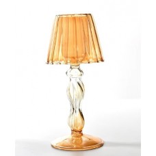 Лампа подсвечник стеклянная для чайной свечи жёлтая 19 см