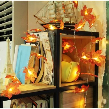 Светодиодная гирлянда кленовый лист на батарейках 6 м 40 led