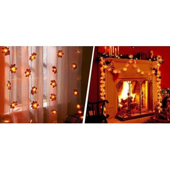 Светодиодная гирлянда кленовый лист на батарейках 6 м 40 led