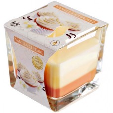 Свеча ароматизированная трехцветная Bispol Кекс 8 см (snk80-202)