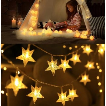 Светодиодная гирлянда звезда 1,5 м 10 led на батарейках