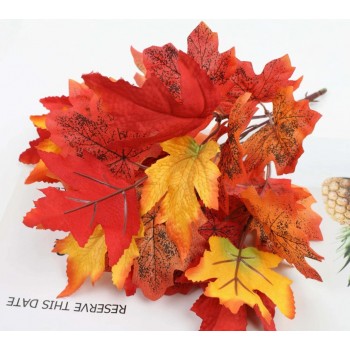 Ветка искусственный осенний кленовый лист 39 см.