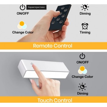 LED лампа на магніті з акумулятором та пультом біла