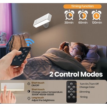 LED лампа на магніті з акумулятором та пультом біла