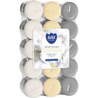 Свеча чайная ароматизированная белые цветы Bispol 1.5 см 30 шт (p15-30-179)