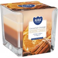 Свеча ароматизированная трехцветная корица-апельсин Bispol 8 см (snk80-159)