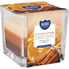 Свеча ароматизированная трехцветная корица-апельсин Bispol 8 см (snk80-159)