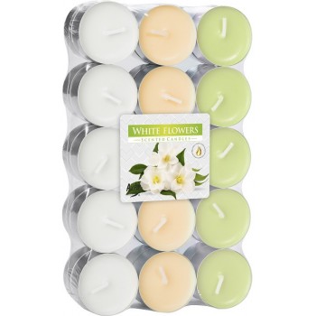 Свеча чайная ароматизированная белые цветы Bispol 1.5 см 30 шт (p15-30-179)