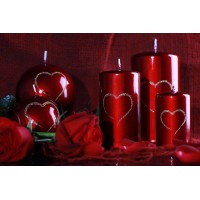 Свічка валентинка Love 60х115мм. 1шт. Колір червоний металік